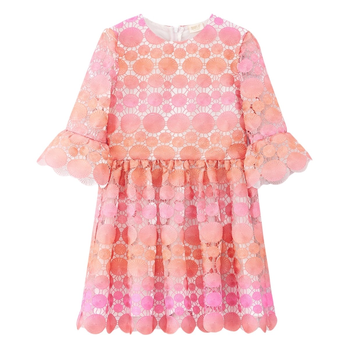 Embroidered Louise Dress with Ruffles | Mini Dreamers 3/4 / PINK Embroidered Louise Dress with Ruffles | Mini Dreamers 3/4 / PINK