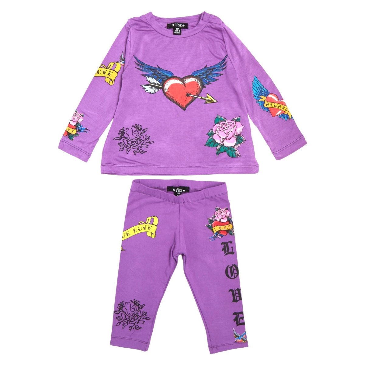 LOVE WINGED LONG SLEEVE TOP AND LEGGINGS SET - FLOWERS BY ZOE