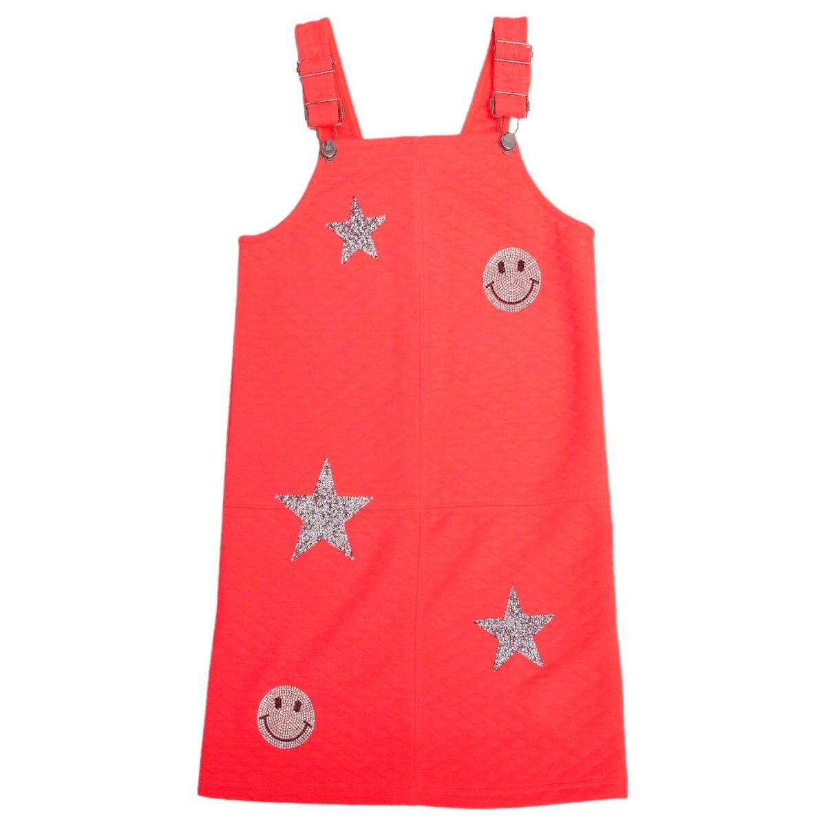 METALLIC PATCHES NEON OVERALL DRESS - DRESSES