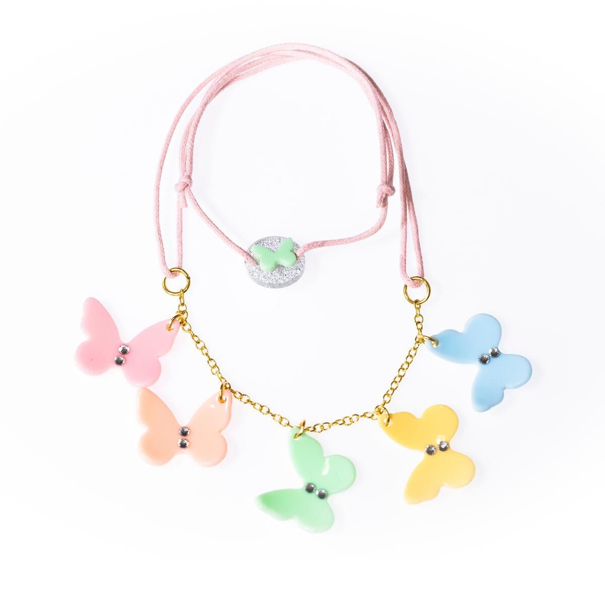 MINI BUTTERFLY PASTEL NECKLACE - LILIES & ROSES
