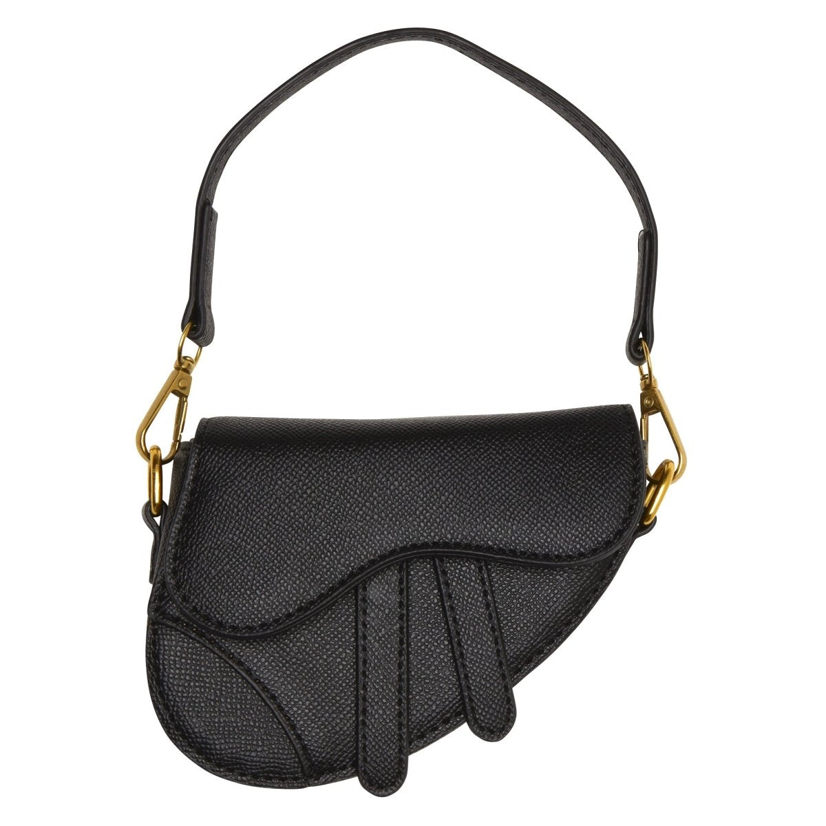 Dior - Mini Saddle Bag with Strap Black Grained Calfskin - Women