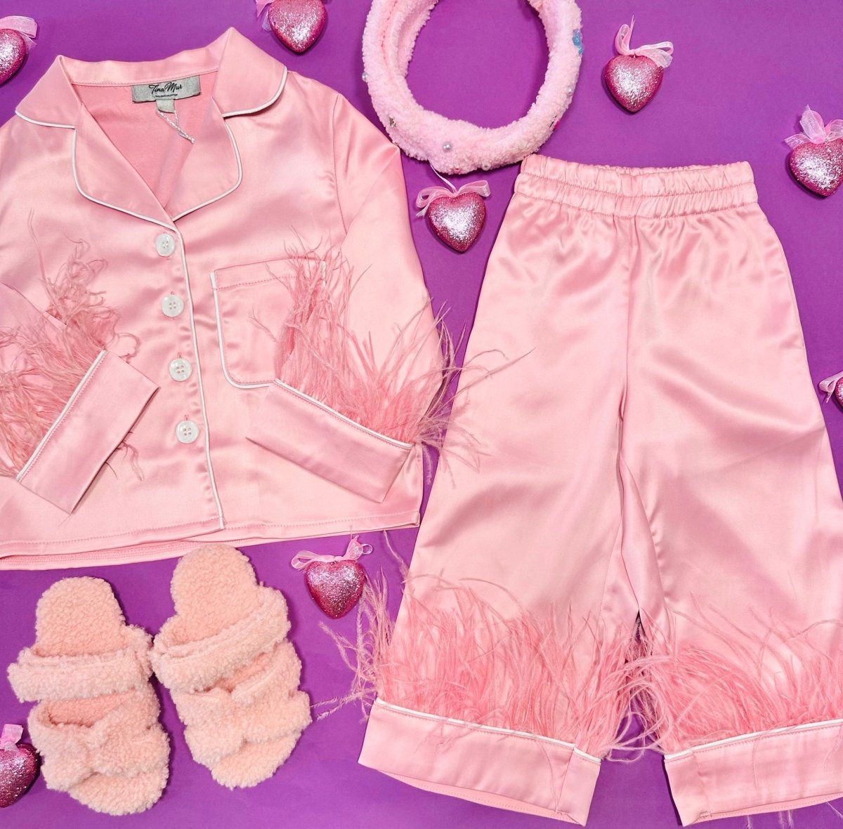 NELLY FEATHER SILK PAJAMAS - TINA MUR