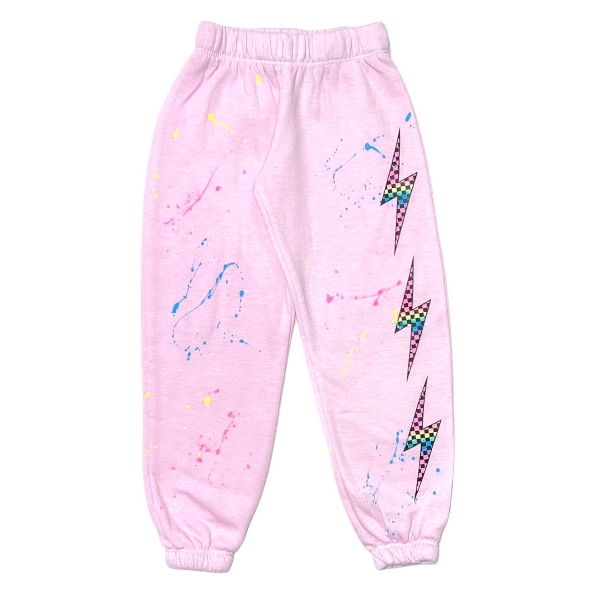 NEON CHECKERED LIGHTNING BOLT SPLATTER SWEATPANTS - FIREHOUSE