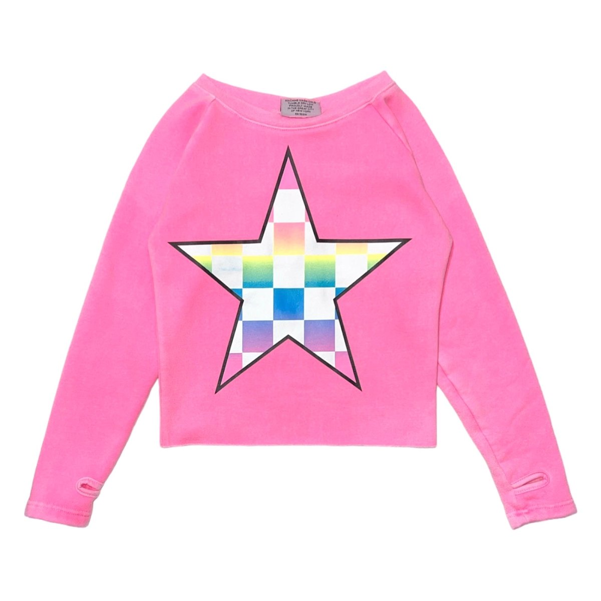 NEON CHECKERED STAR SWEATSHIRT - FIREHOUSE