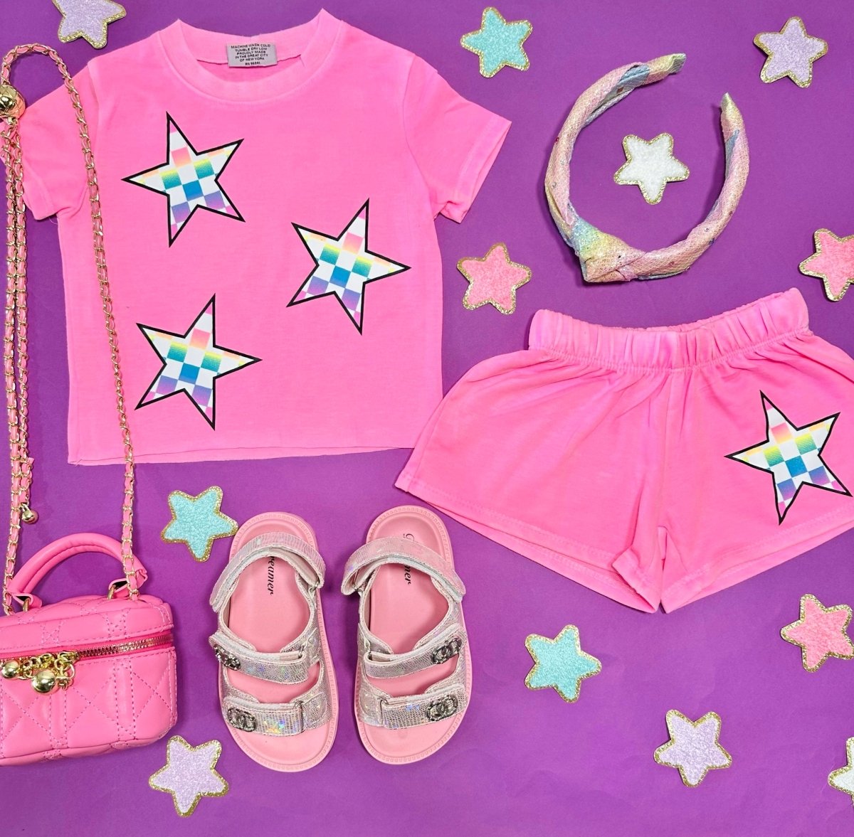 NEON CHECKERED STARS TSHIRT - FIREHOUSE