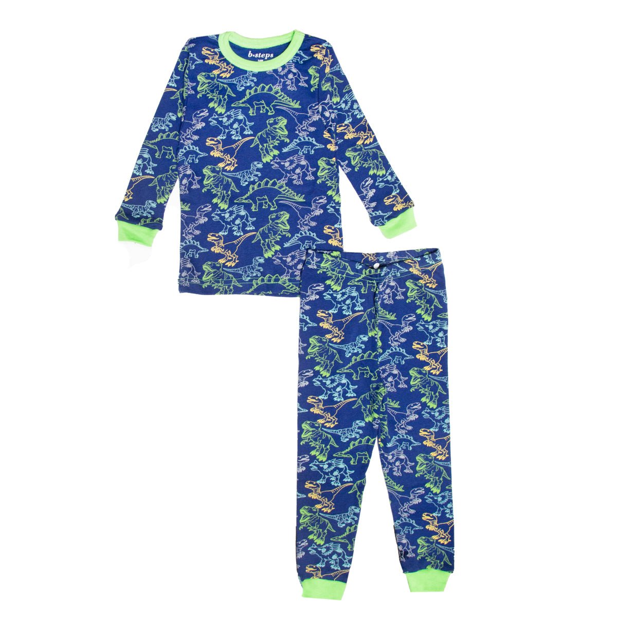 NEON DINO TWO PIECE PJS - PAJAMAS