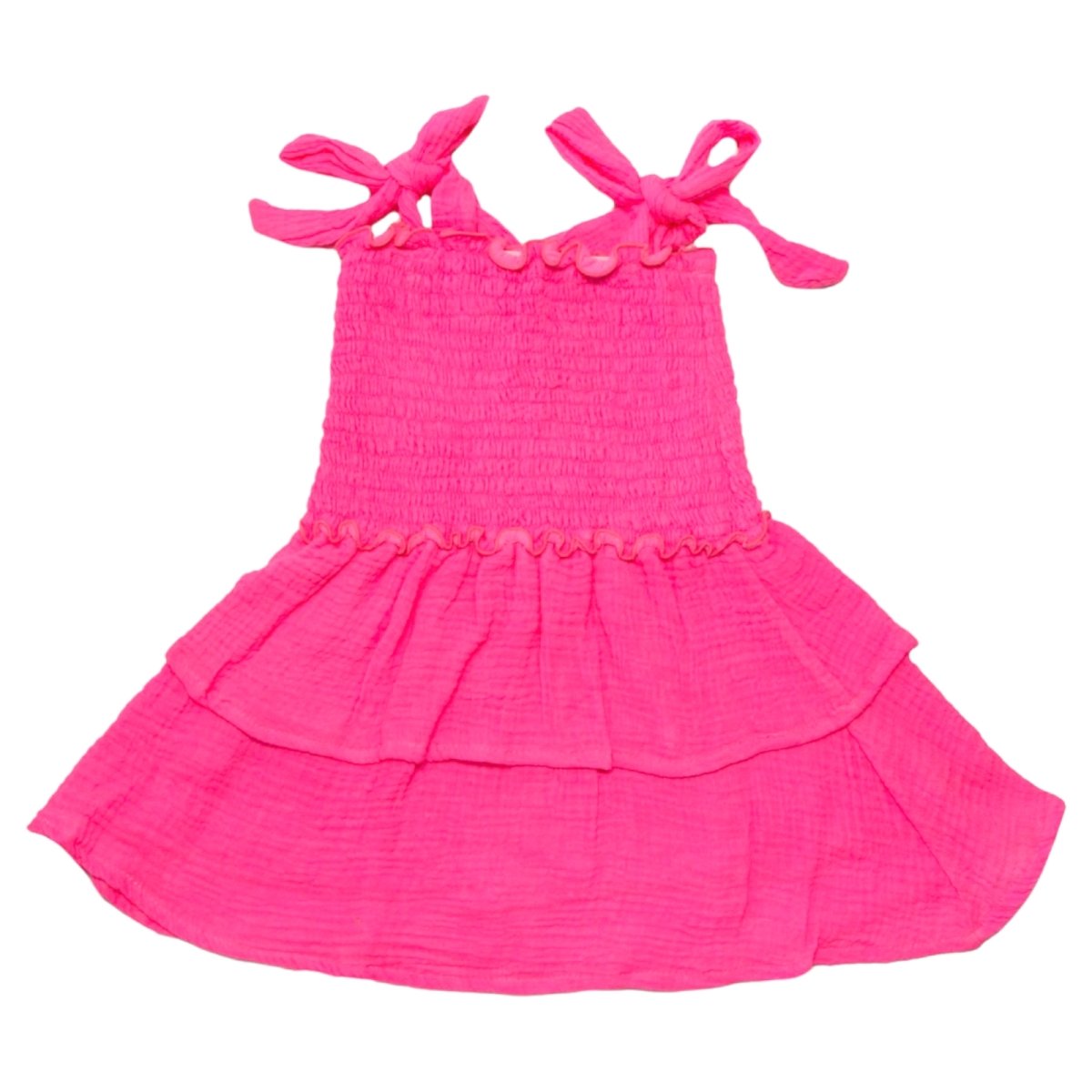 NEON GAUZE RUFFLE DRESS - DRESSES