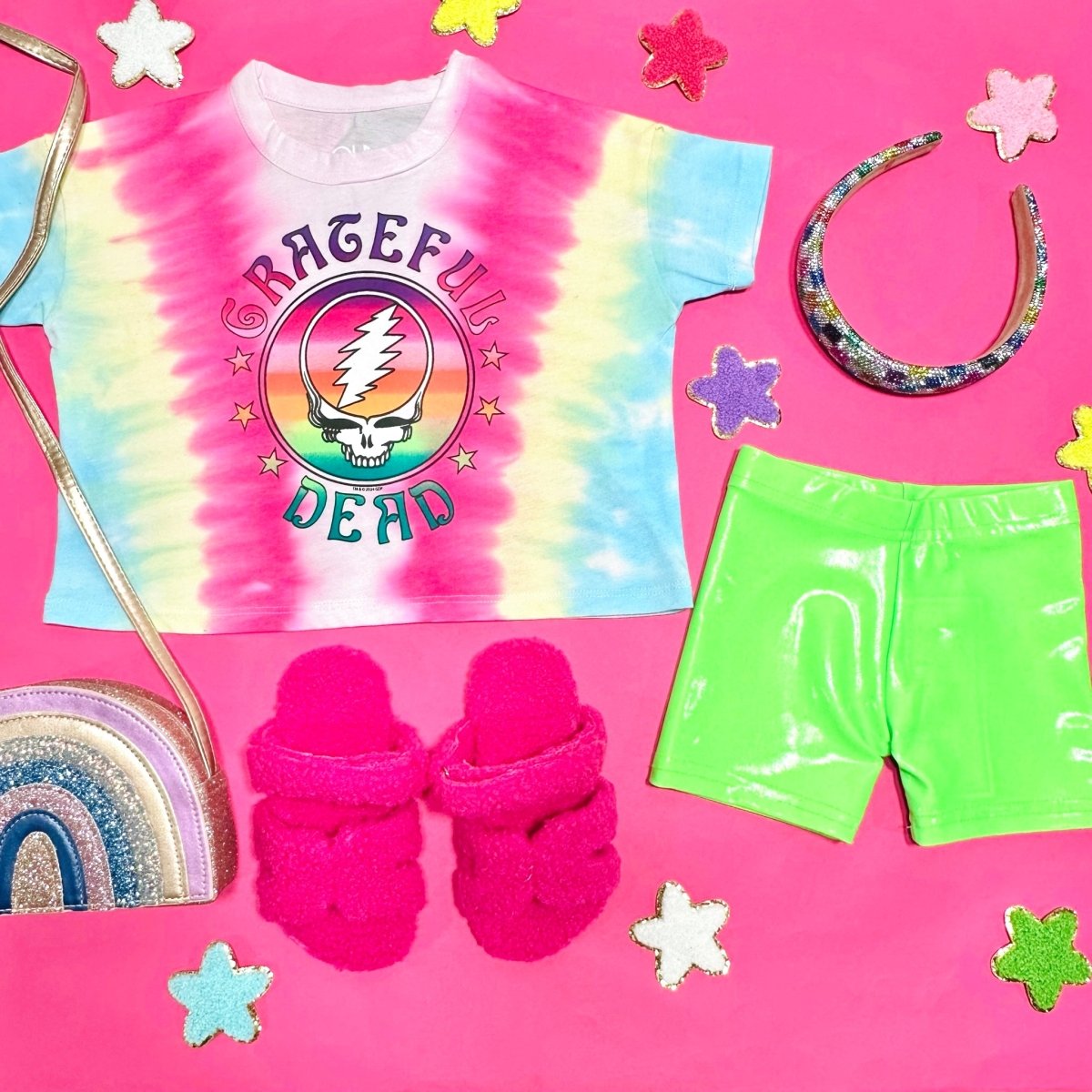 NEON METALLIC BIKER SHORTS - DORI CREATIONS