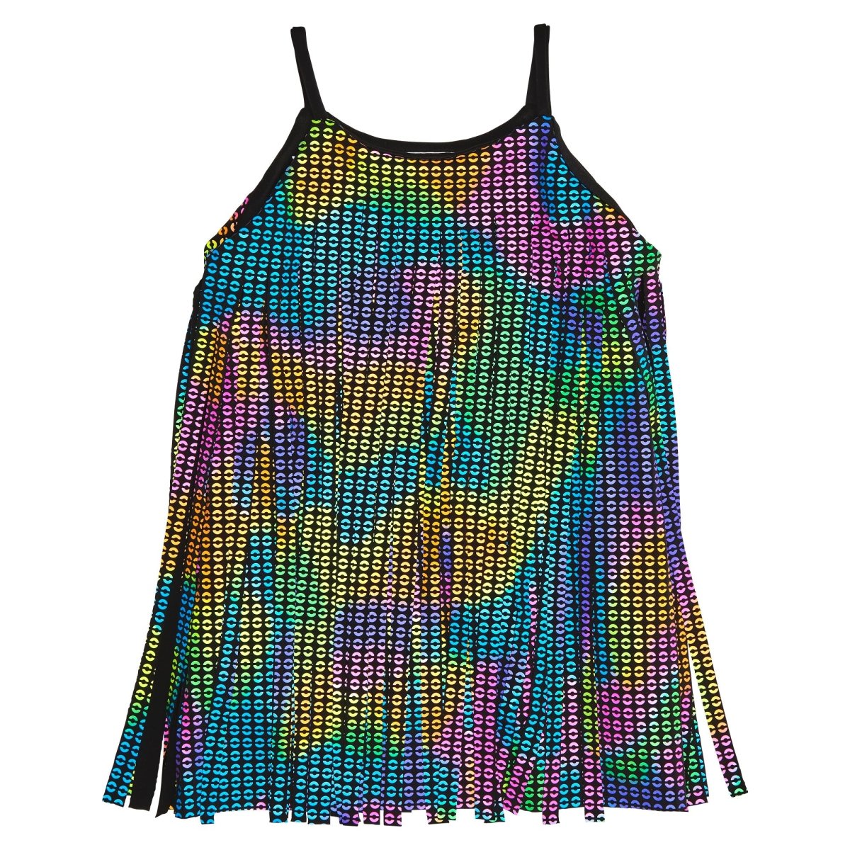 Sparkly Neon Sequin Print Fringe Dress Sparkly Neon Sequin Print Fringe Dress