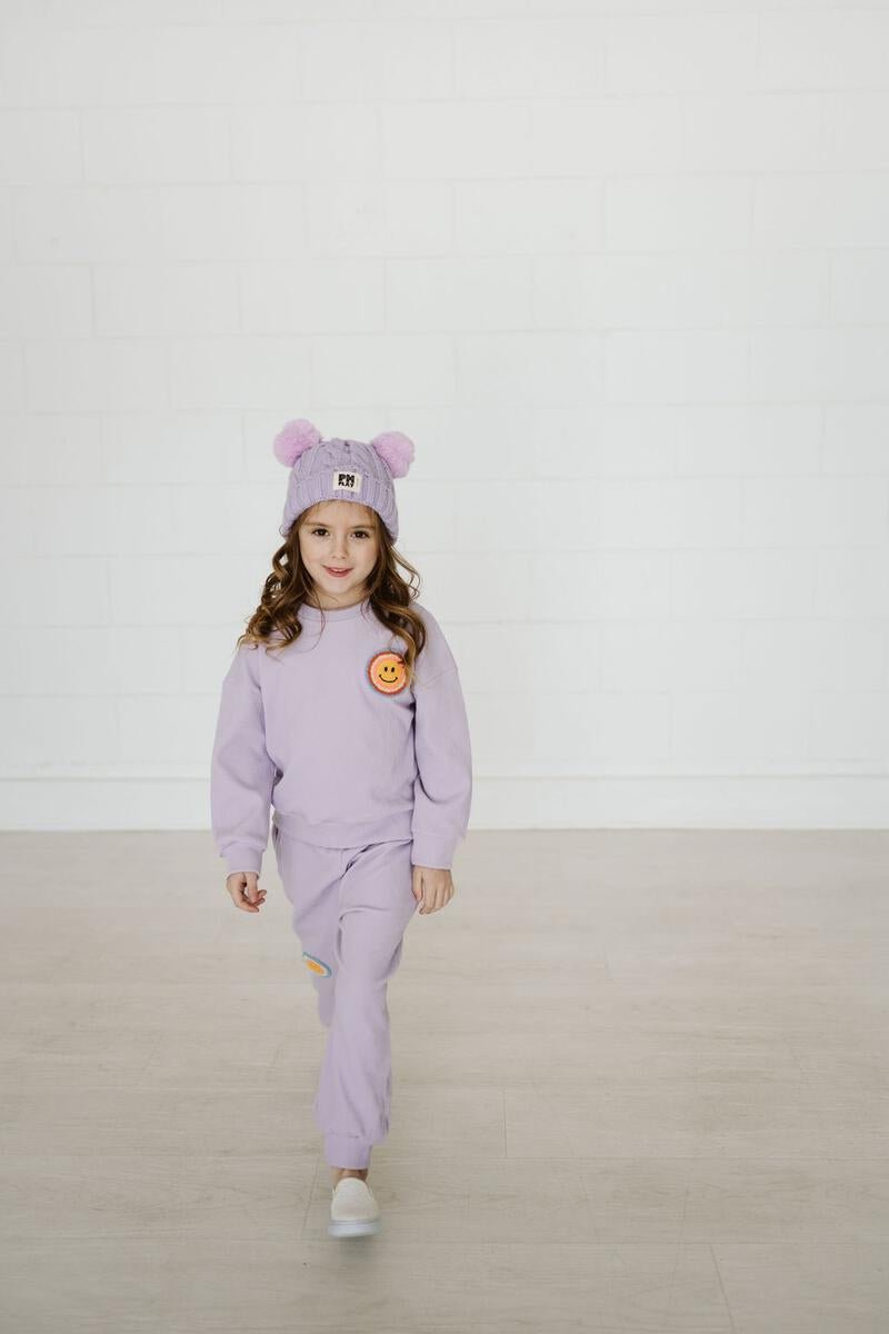 NEON SMILEY FACE SWEATSHIRT AND SWEATPANTS SET - PETITE HAILEY