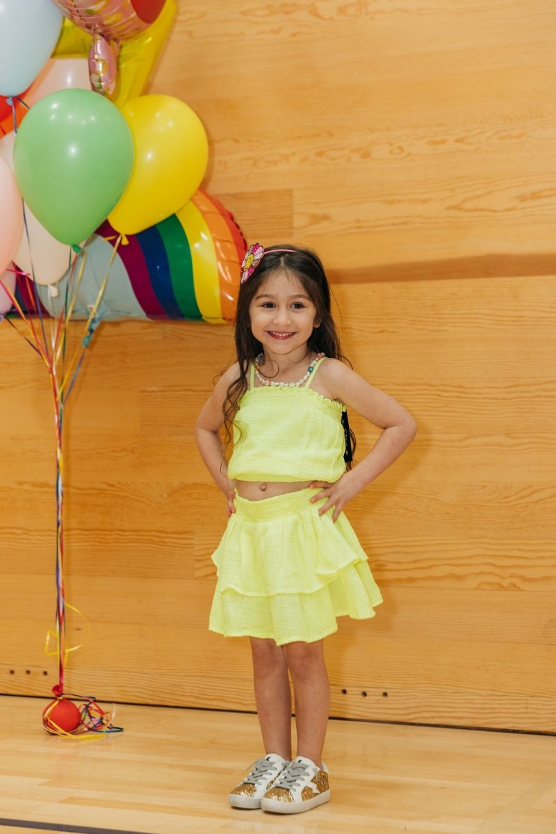 NEON TANK TOP AND RUFFLE SKIRT SET - SET