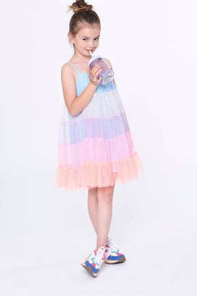 OMBRÉ TULLE TIERED DRESS - DRESSES