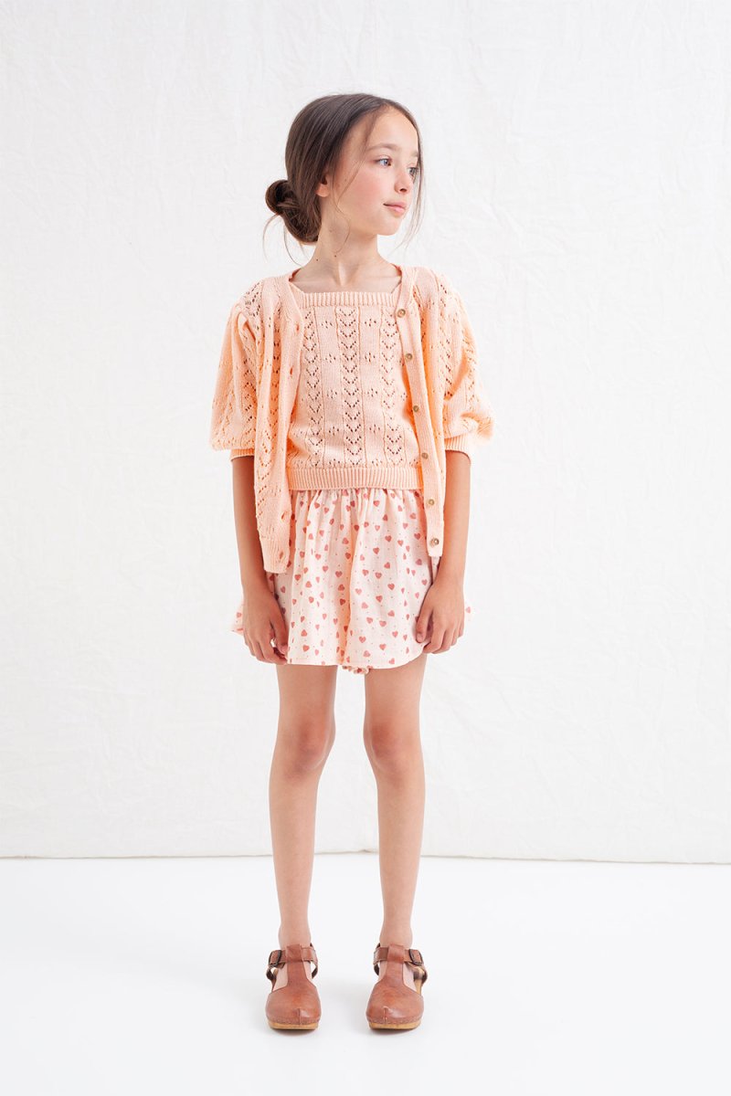 OPEN KNIT PUFF SLEEVE CARDIGAN - CARDIGANS