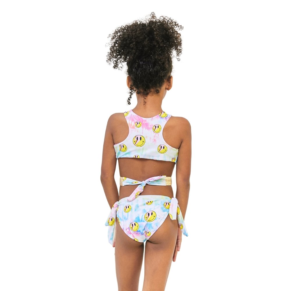 PASTEL SMILEY ONE PIECE WRAP SWIMSUIT - TWO PIECE BIKINI