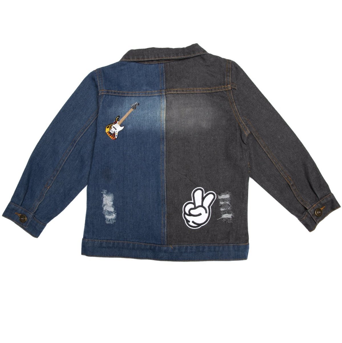 PATCH SPLIT DENIM JACKET - JACKETS
