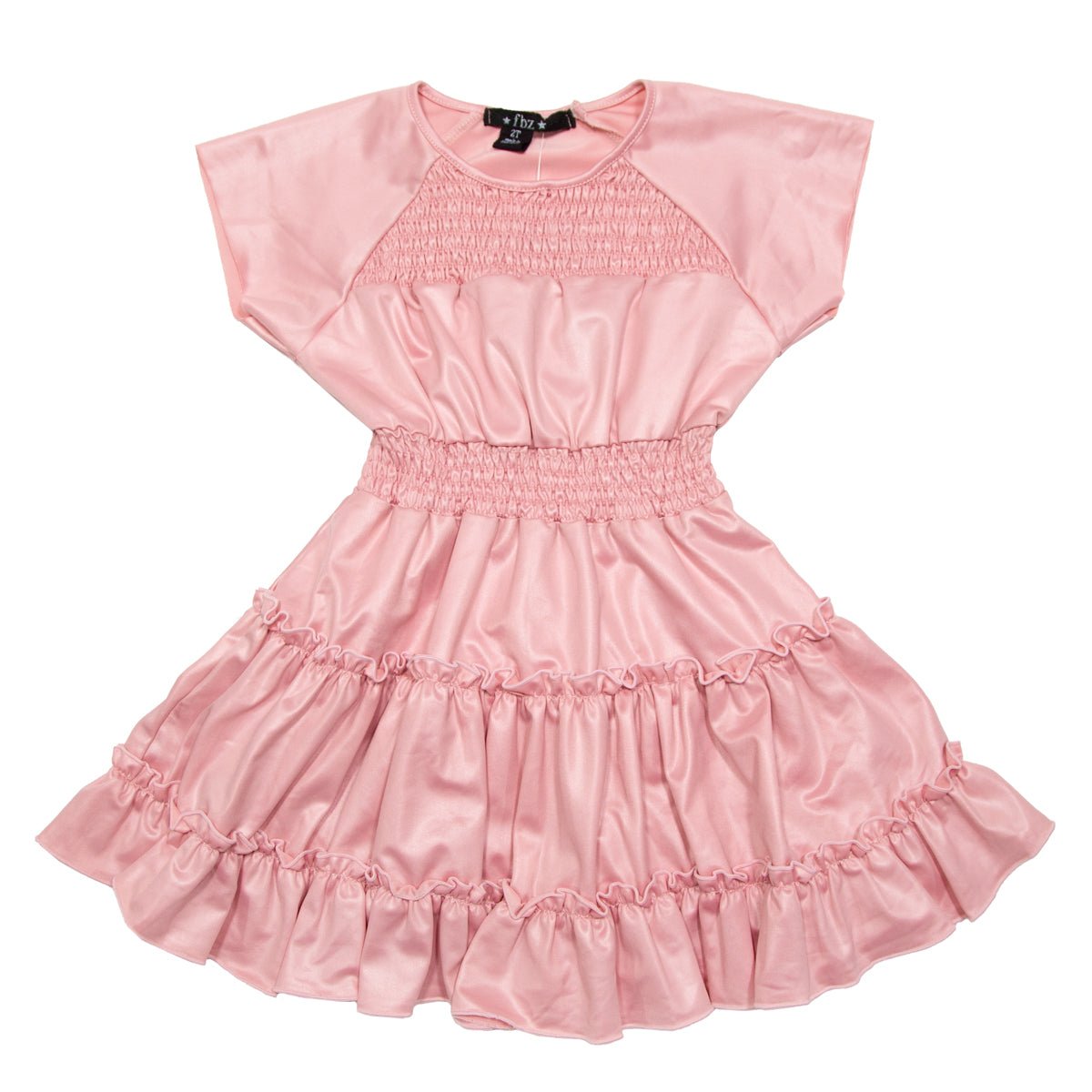 pink pleather dress PLEATHER SMOCKED DRESS by FLOWERS BY ZOE | Kids Fashion