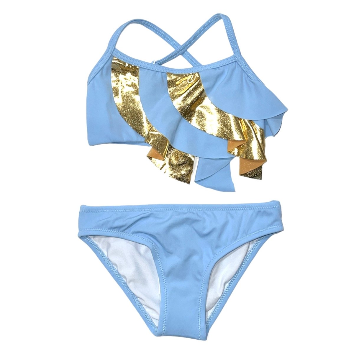 Polina Metallic Ruffle Two Piece Bikini | Mini Dreamers