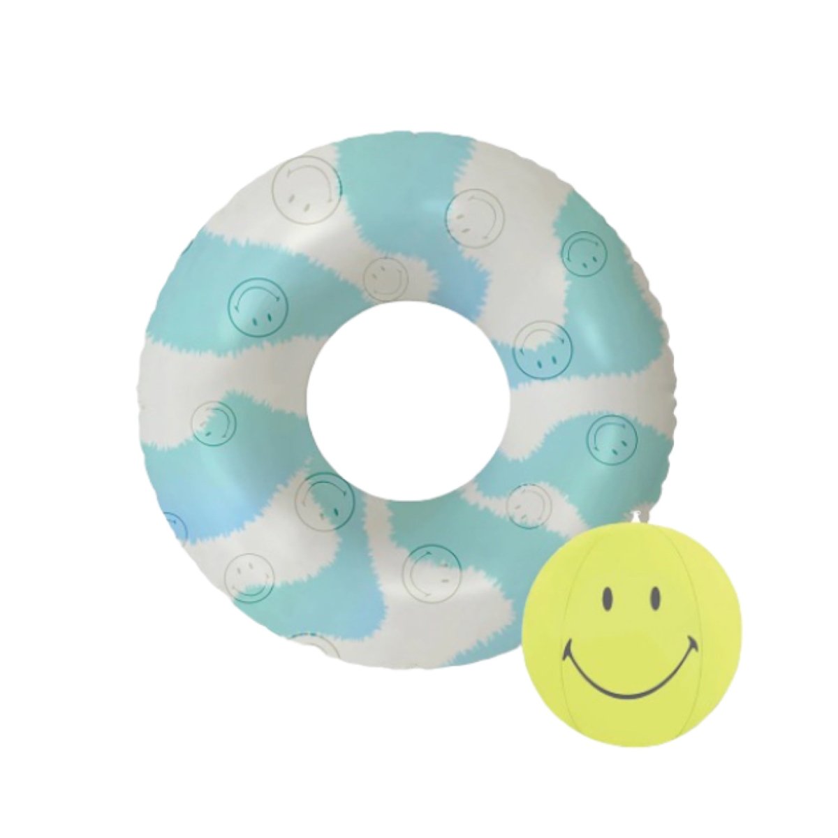 POOL RING & BALL SMILEY SET - POOL ACCESSORIES