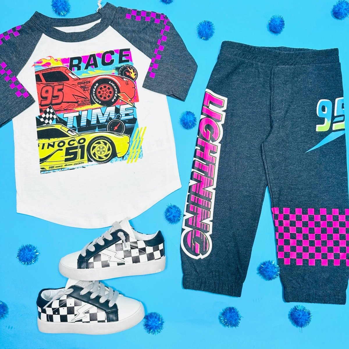 RACE CAR TIME LONG SLEEVE RAGLAN TSHIRT - CHASER KIDS