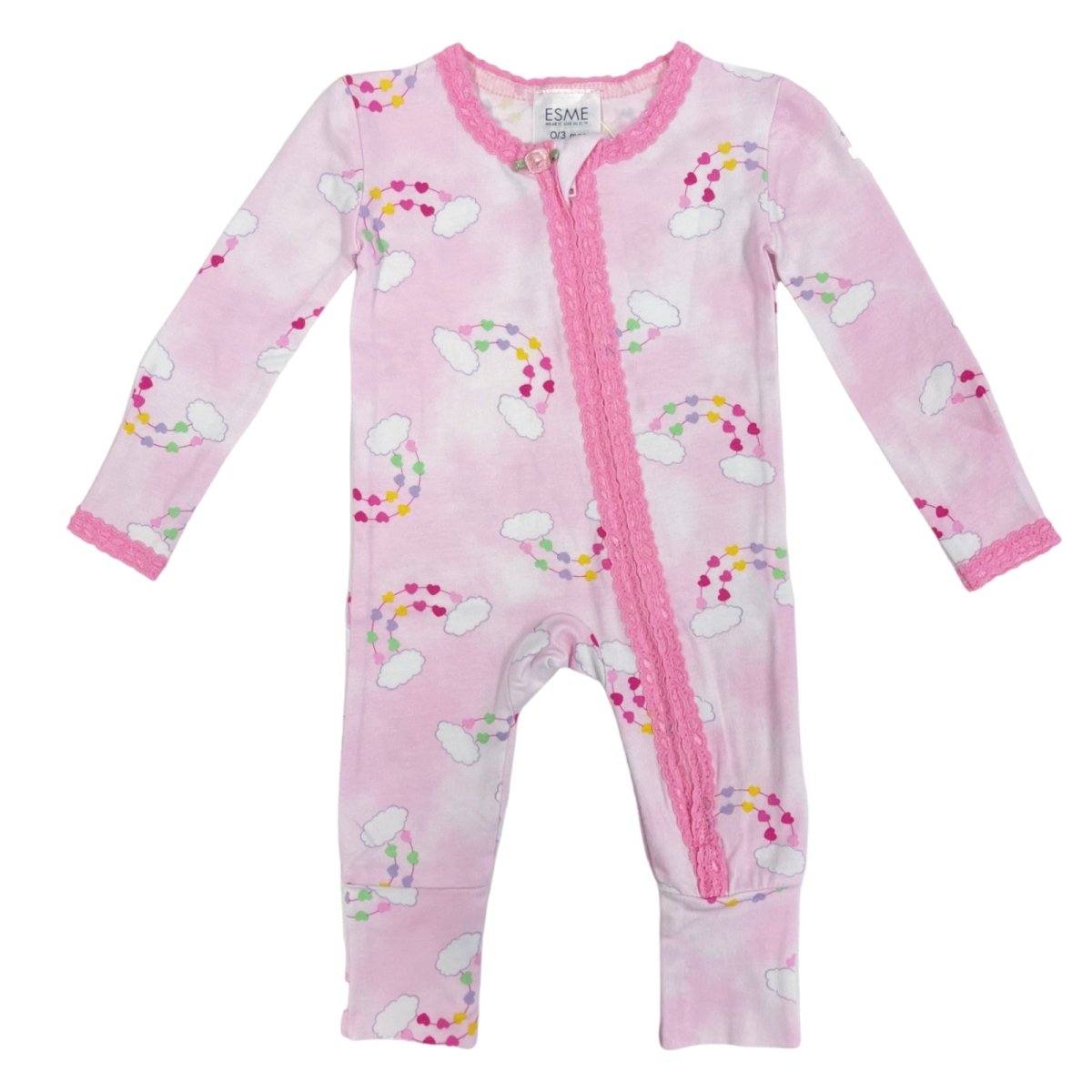 RAINBOW HEARTS ZIP FOOTIE - ESME