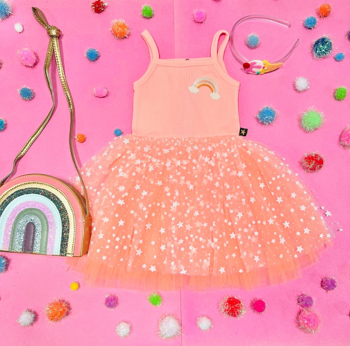 RAINBOW PATCH TUTU DRESS - DRESSES