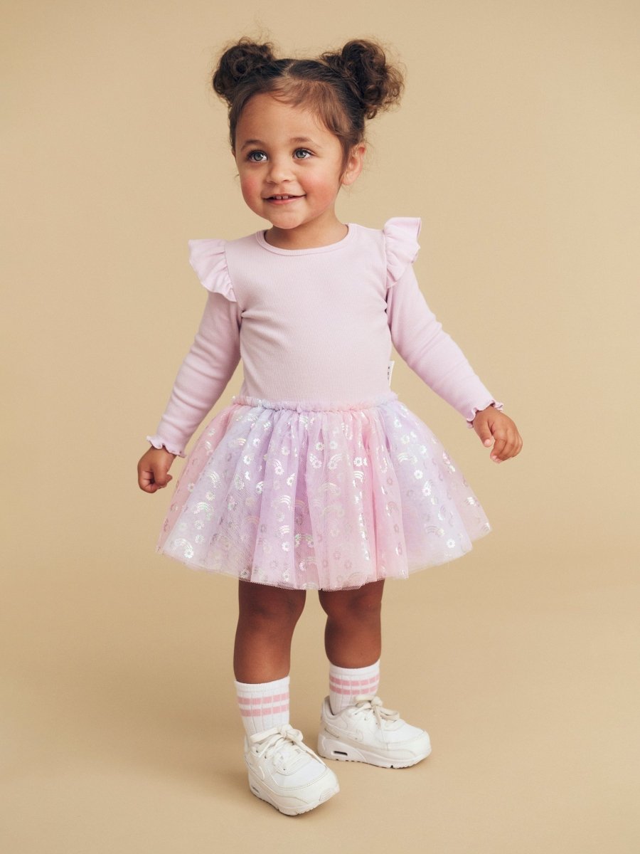 RAINBOW RIB ONESIE DRESS - DRESSES