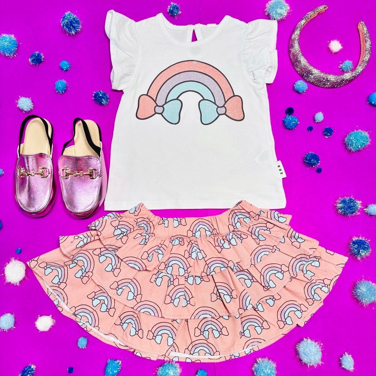 RAINBOW RUFFLE SKIRT - SKIRTS