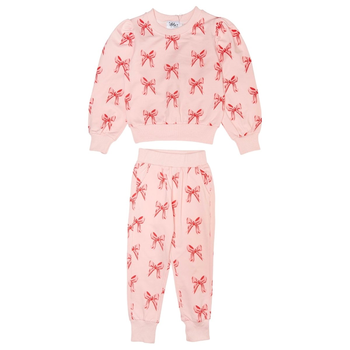 RIBBON PUFF SLEEVE SWEATSHIRT AND SWEATPANTS SET - LOLA AND THE BOYS