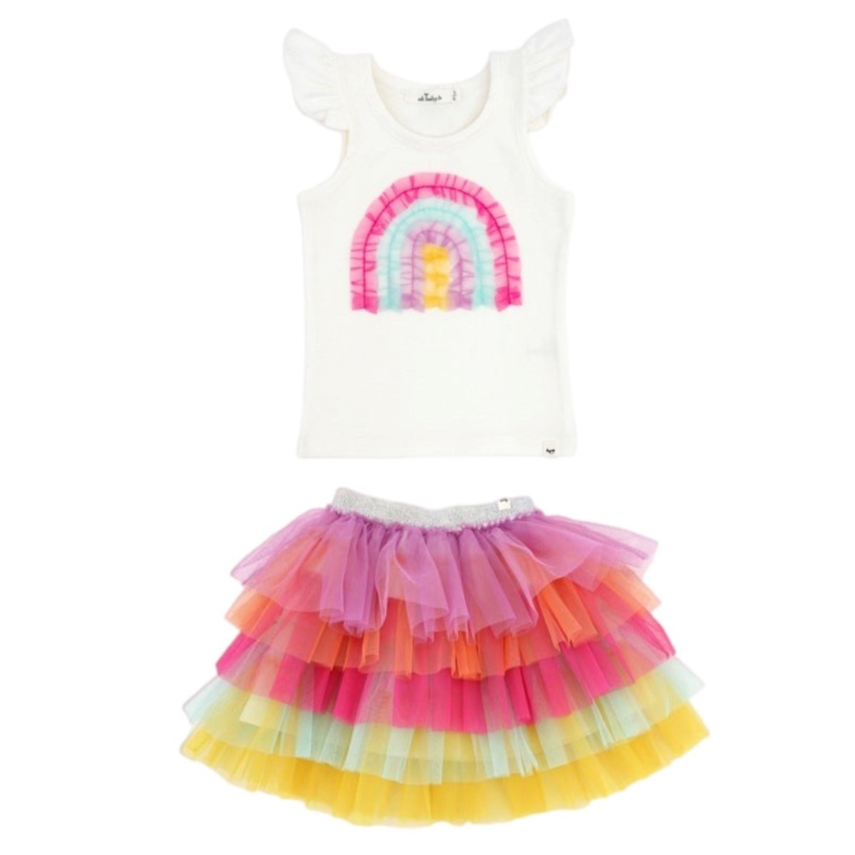 RUFFLE RAINBOW TANK TOP AND TUTU LAYERED SKIRT SET (PREORDER) - OH BABY!