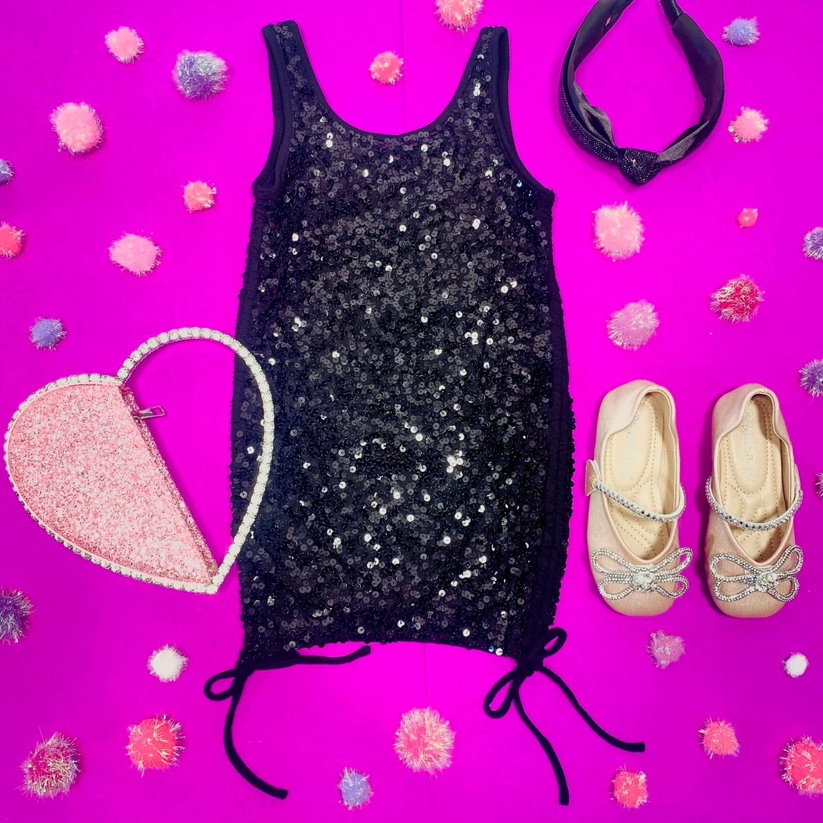 SEQUIN TIE TANK DRESS - DRESSES