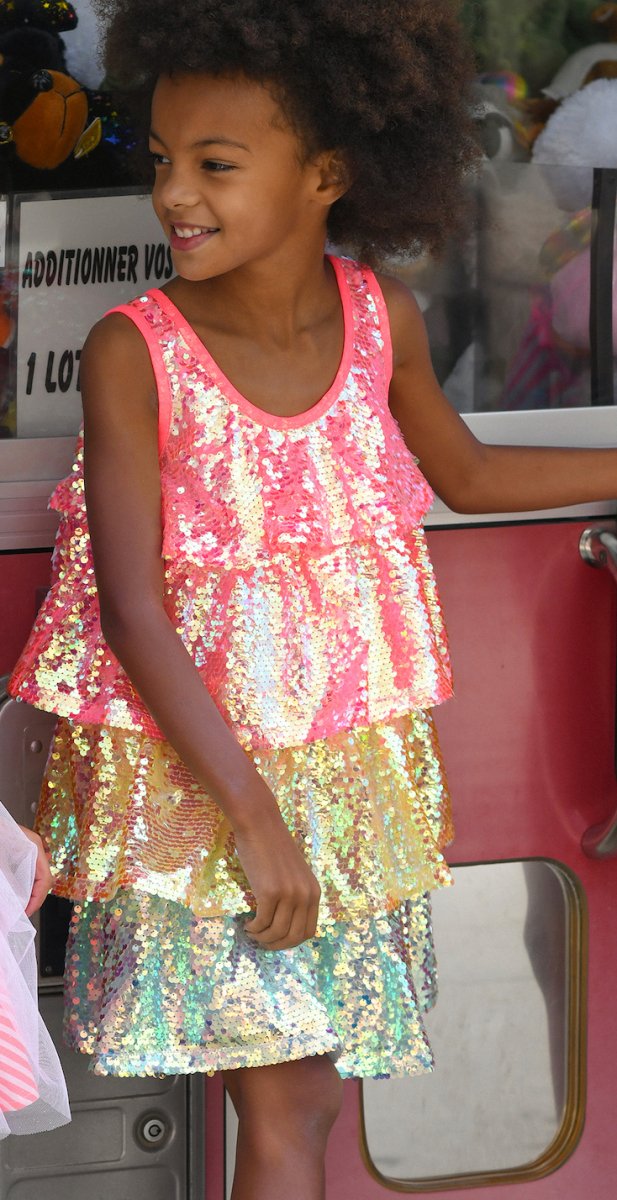 SEQUIN TIERED DRESS - DRESSES