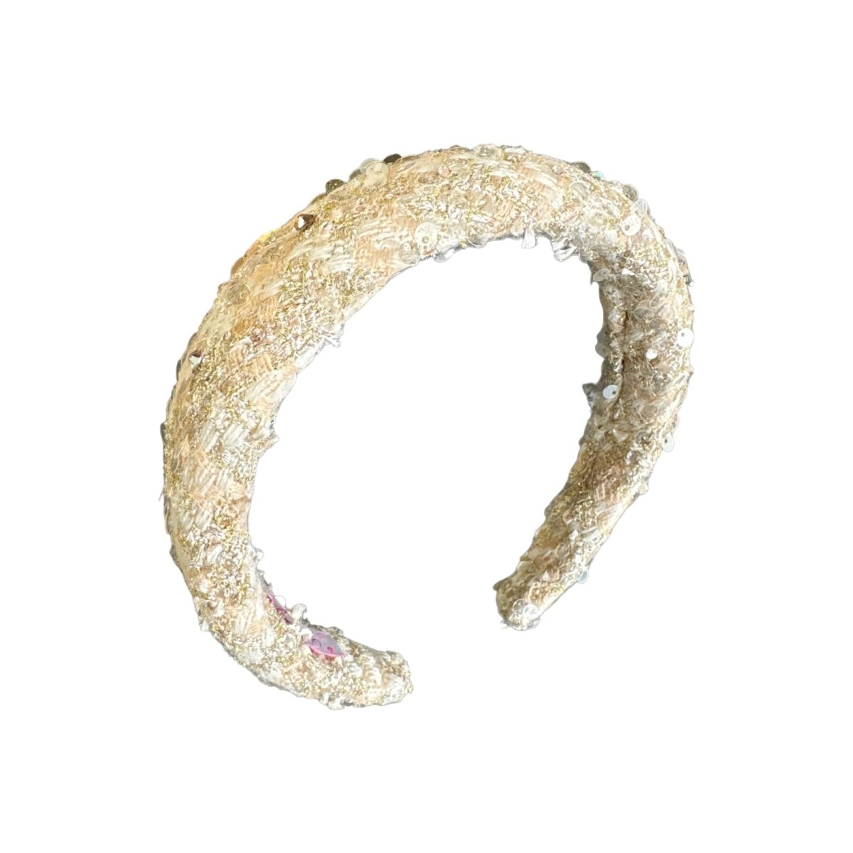 SEQUIN TWEED HEADBAND - HEADBANDS