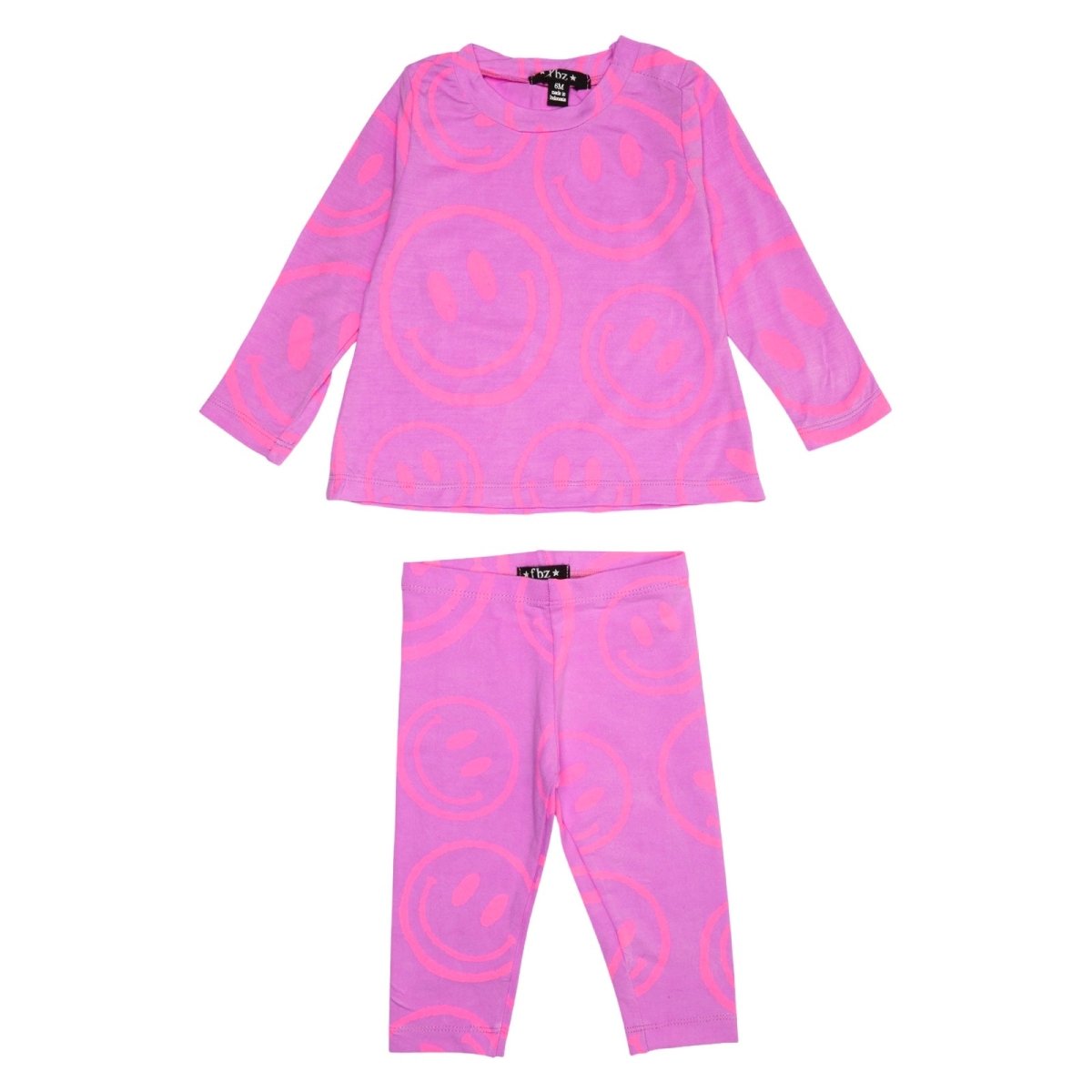 SMILEY FACE LONG SLEEVE AND LEGGINGS SET - FLOWERS BY ZOE