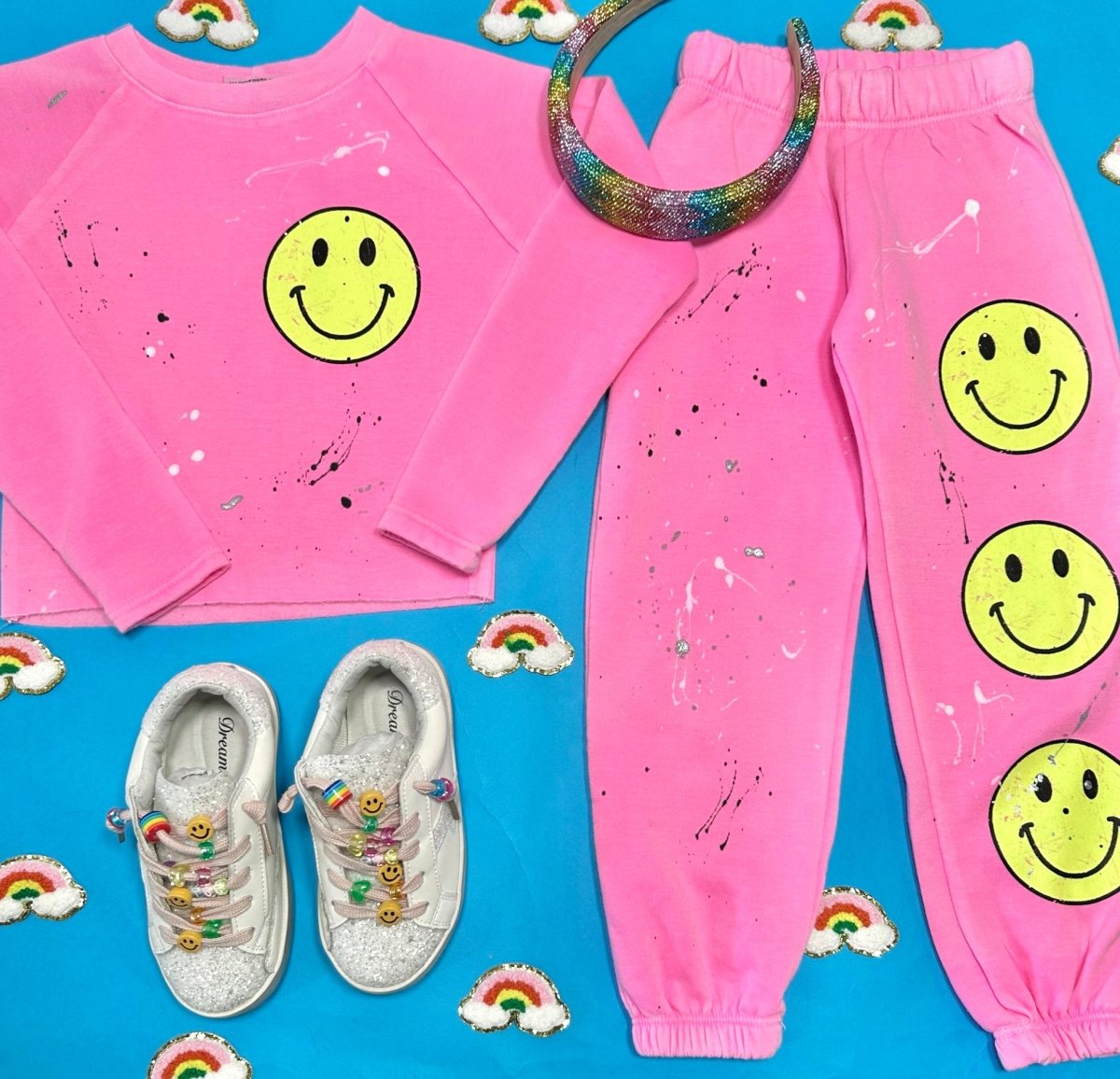 SMILEY FACE SPLATTER SWEATPANTS - FIREHOUSE