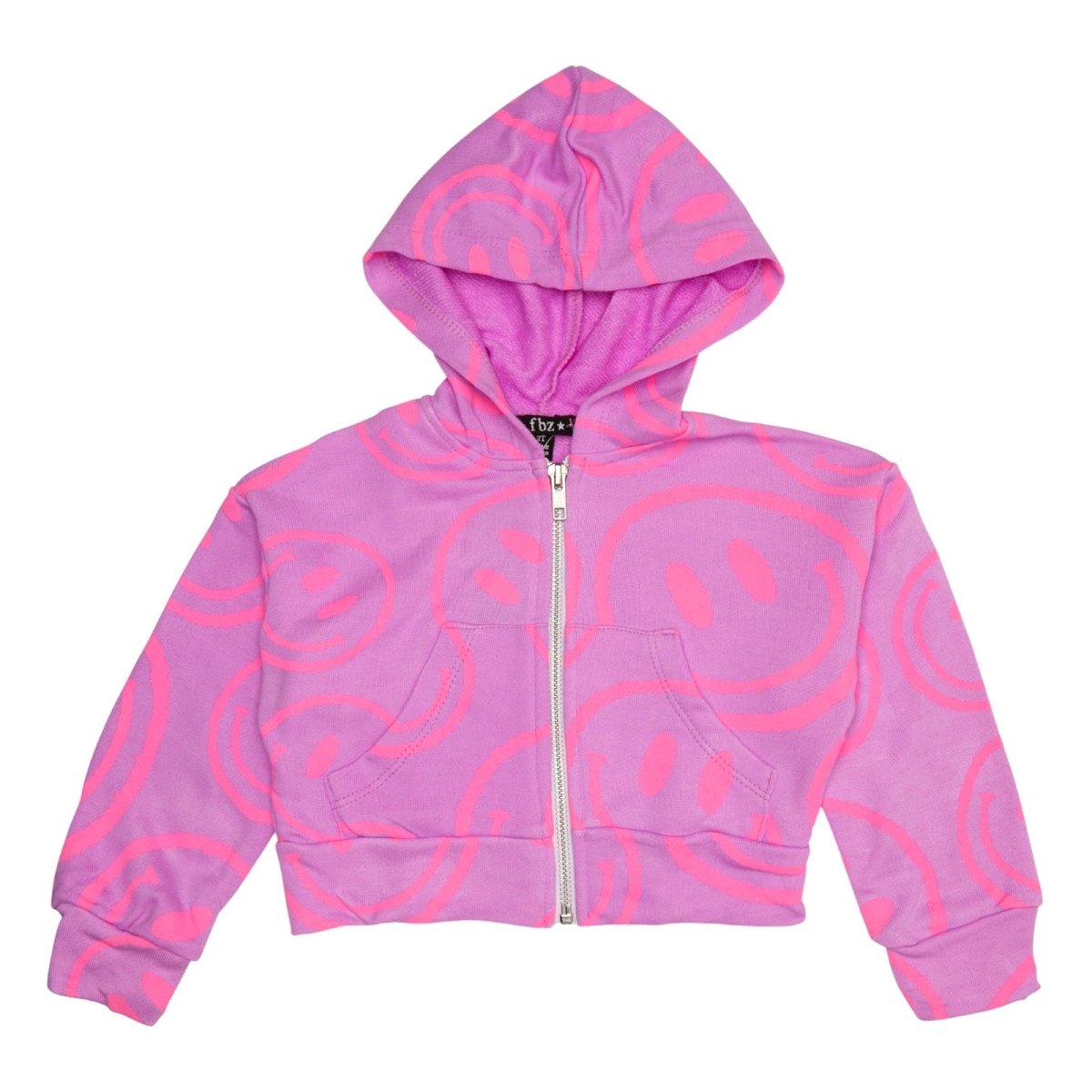 SMILEY FACE ZIP UP HOODIE - FLOWERS BY ZOE