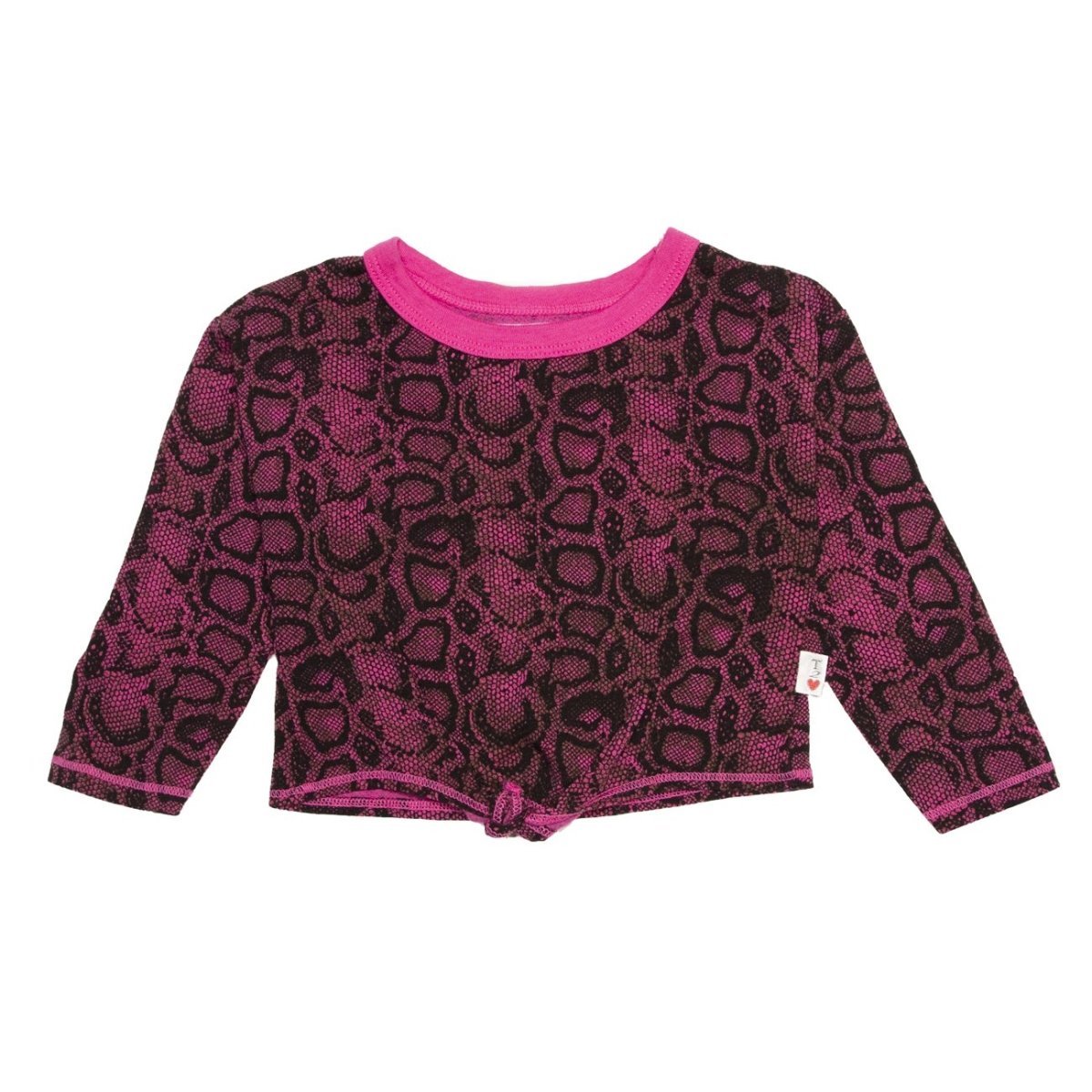 SNAKESKIN TIE FRONT LONG SLEEVE TSHIRT - LONG SLEEVE TOPS
