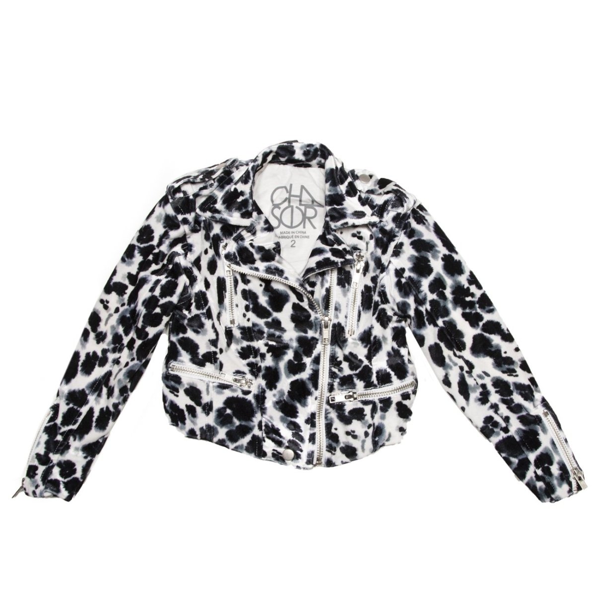 SNOW LEOPARD VELVET MOTO JACKET - JACKETS