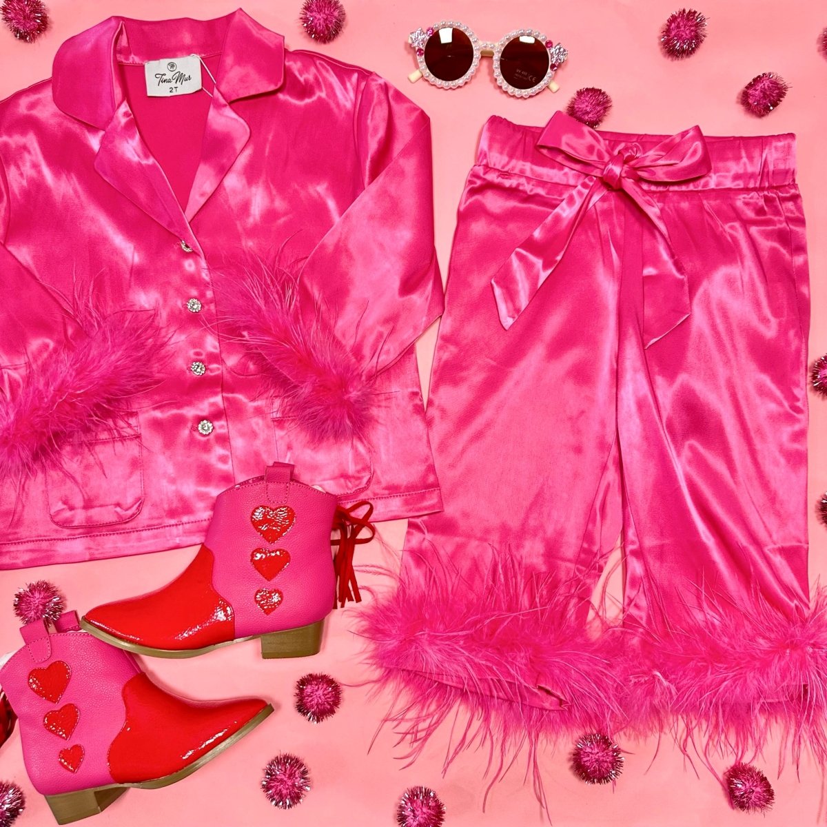 SOFI FEATHER SILK PAJAMAS - TINA MUR