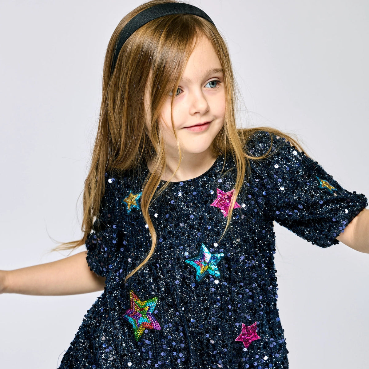 STAR PATCHES SEQUIN DRESS - DRESSES