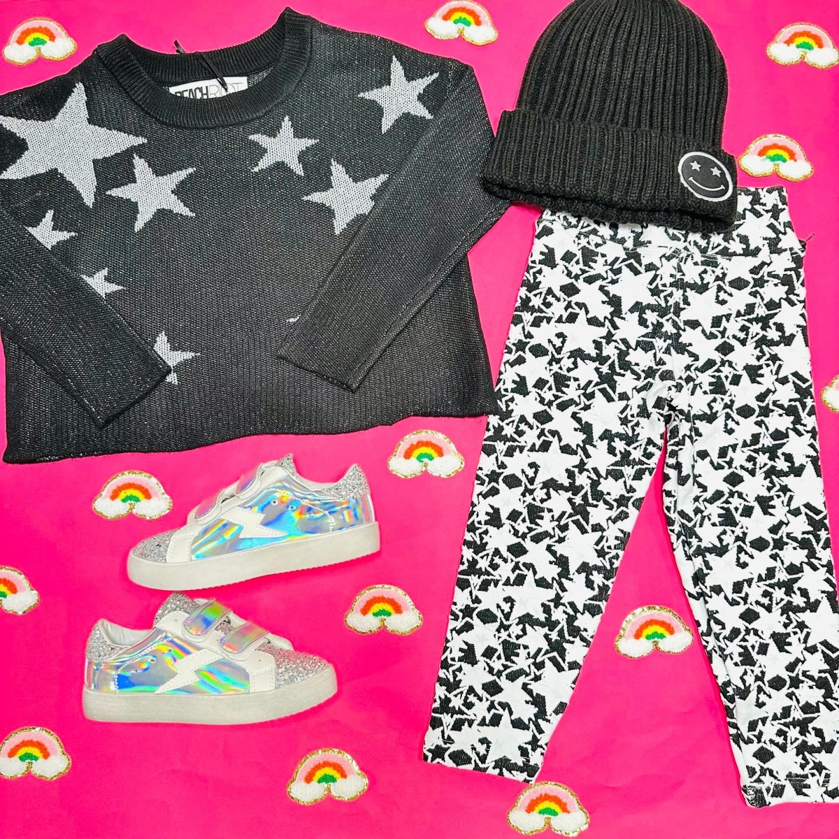 STARS SHIMMER METALLIC SWEATSHIRT - BEACH RIOT KIDS