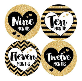 STRIPED HEART MONTHLY BABY STICKERS - MONTHLY STICKERS