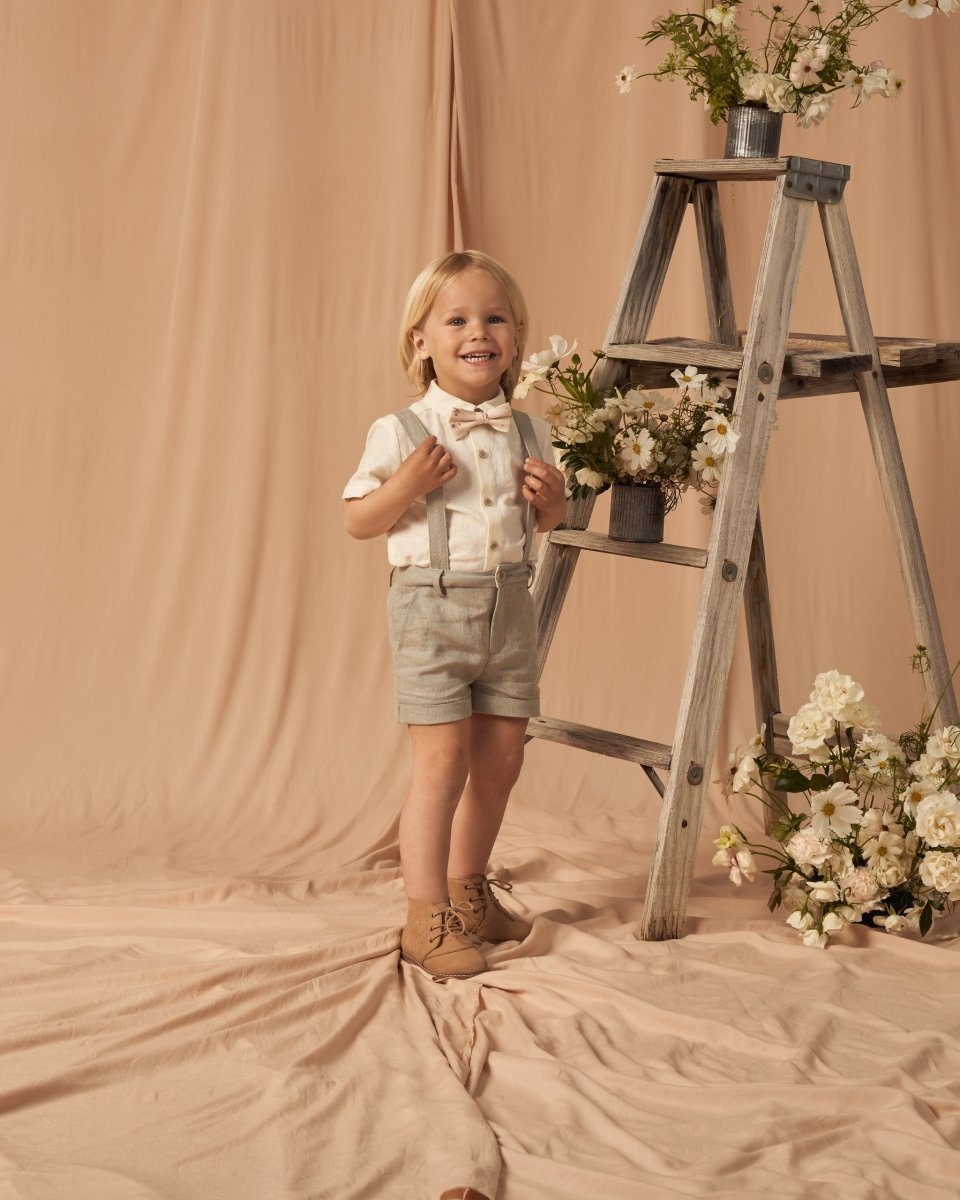 SUSPENDER LINEN SHORTS - SHORTS