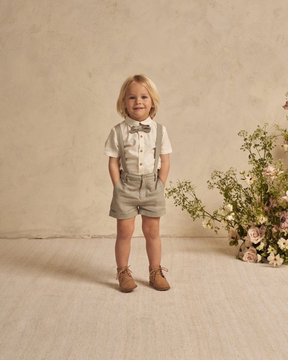 SUSPENDER LINEN SHORTS - SHORTS