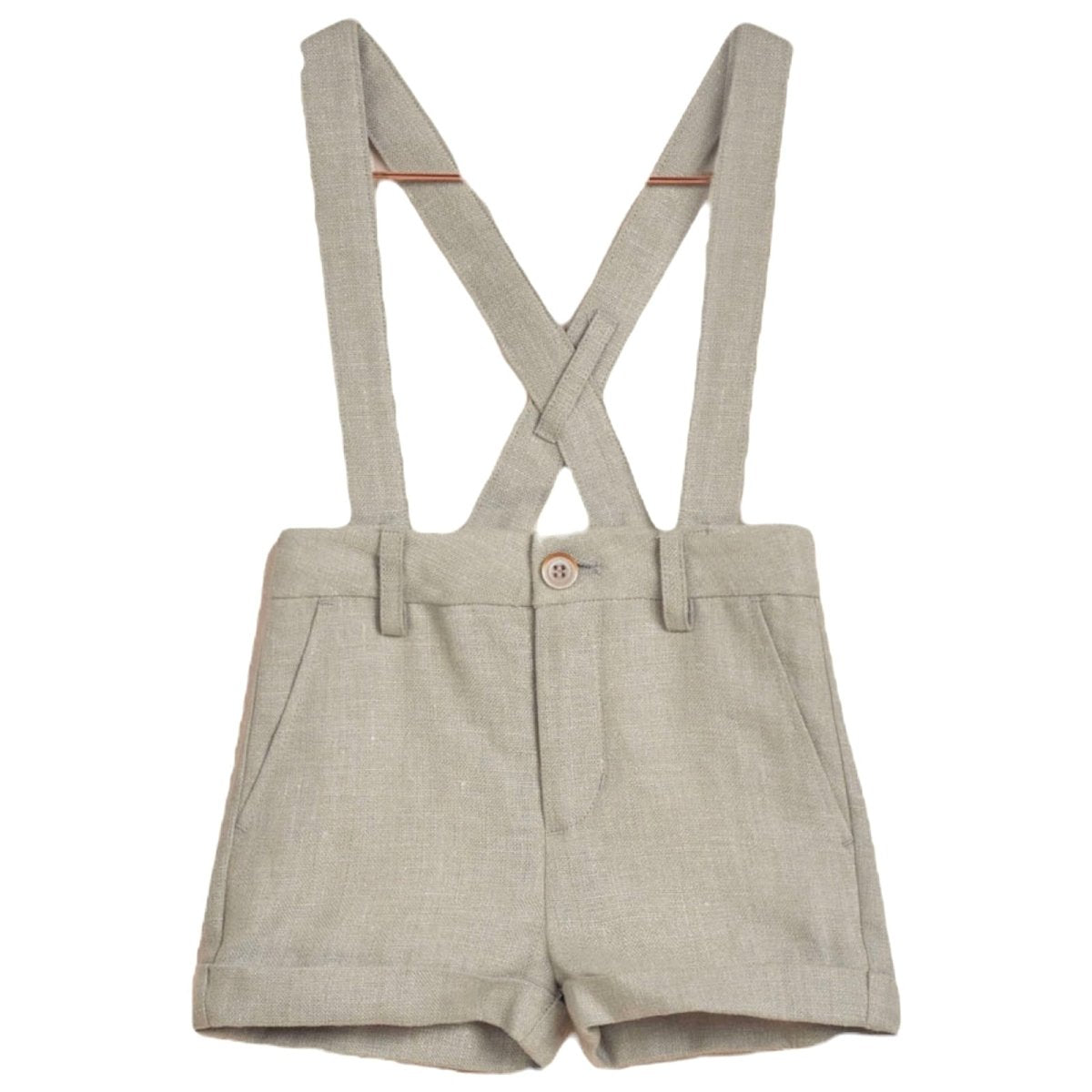 SUSPENDER LINEN SHORTS - SHORTS