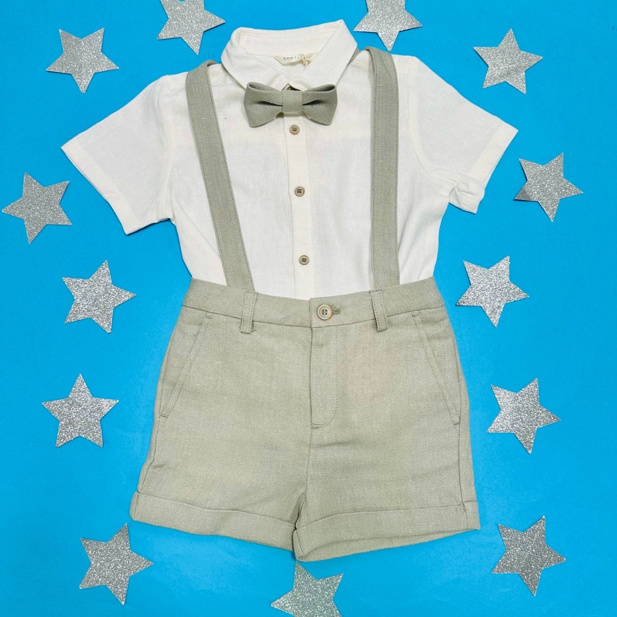 SUSPENDER LINEN SHORTS - SHORTS