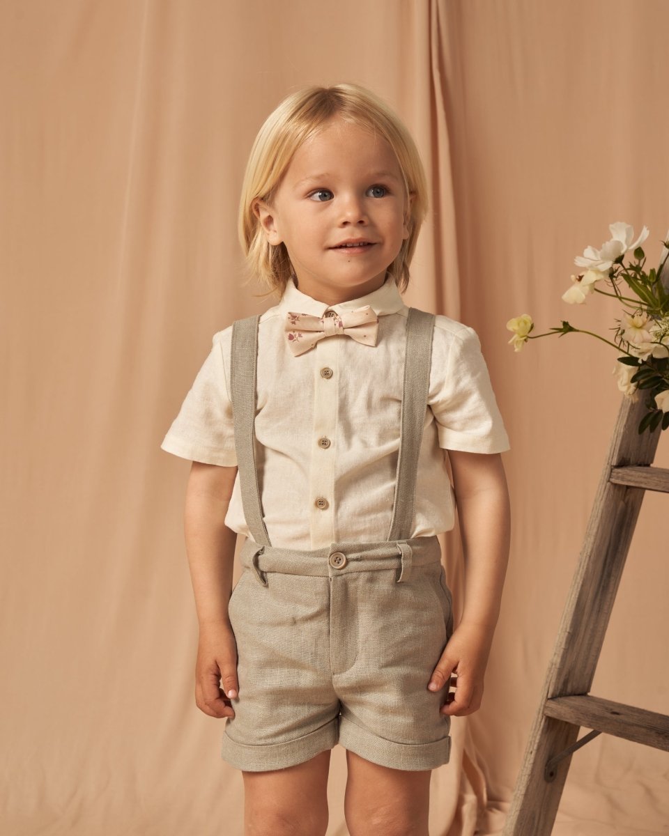 SUSPENDER LINEN SHORTS - SHORTS