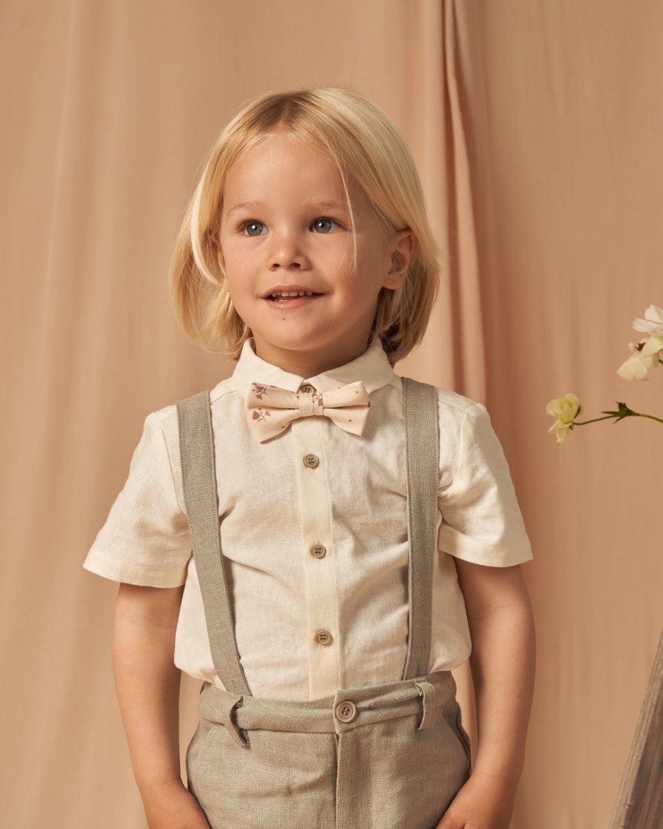 SUSPENDER LINEN SHORTS - SHORTS