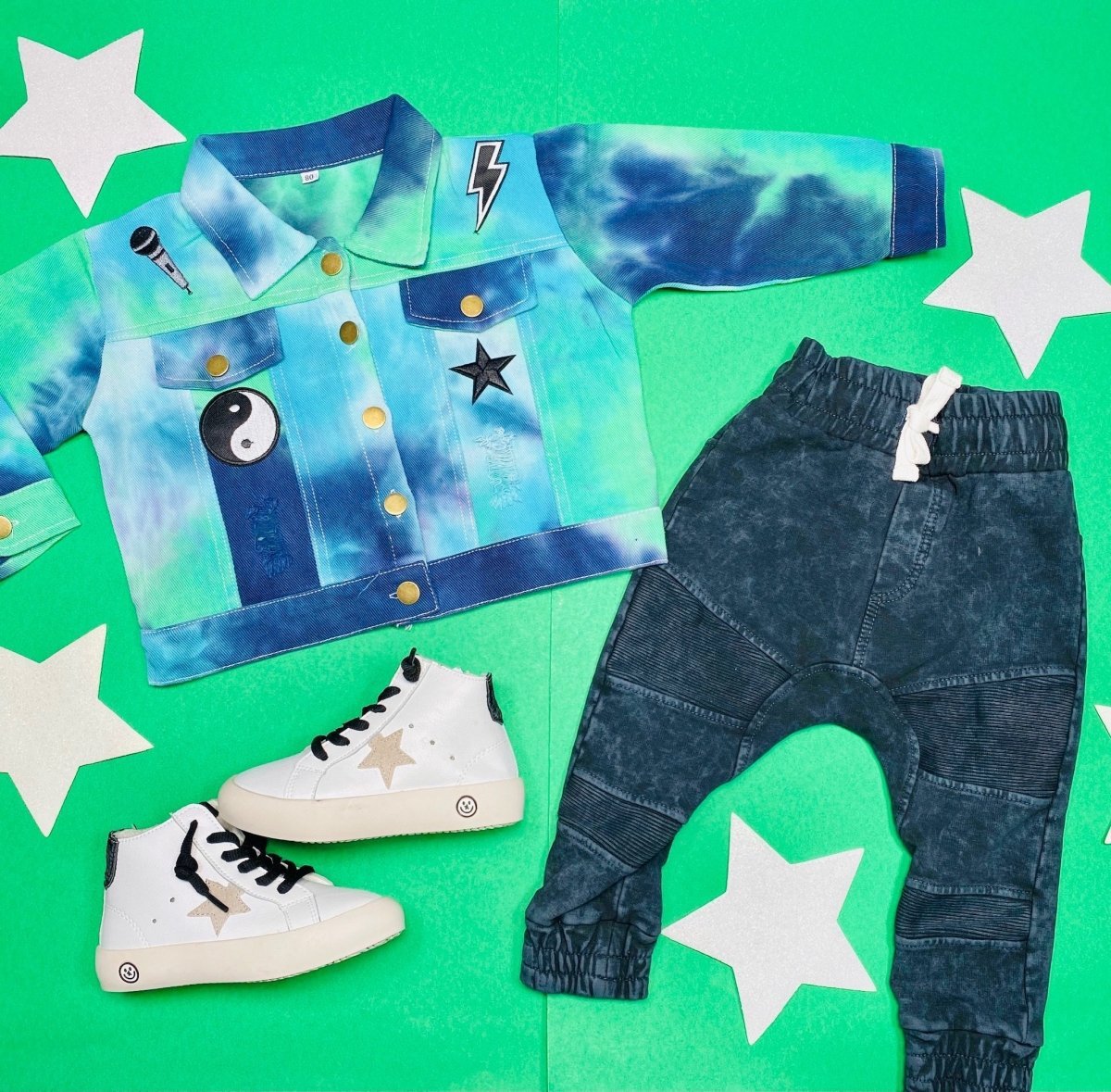 TIE DYE PATCH DENIM JACKET - JACKETS
