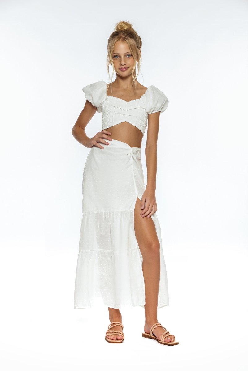 VALENTINA PUFF SHOULDER TOP AND MIDI SKIRT SET - LITTLE PEIXOTO