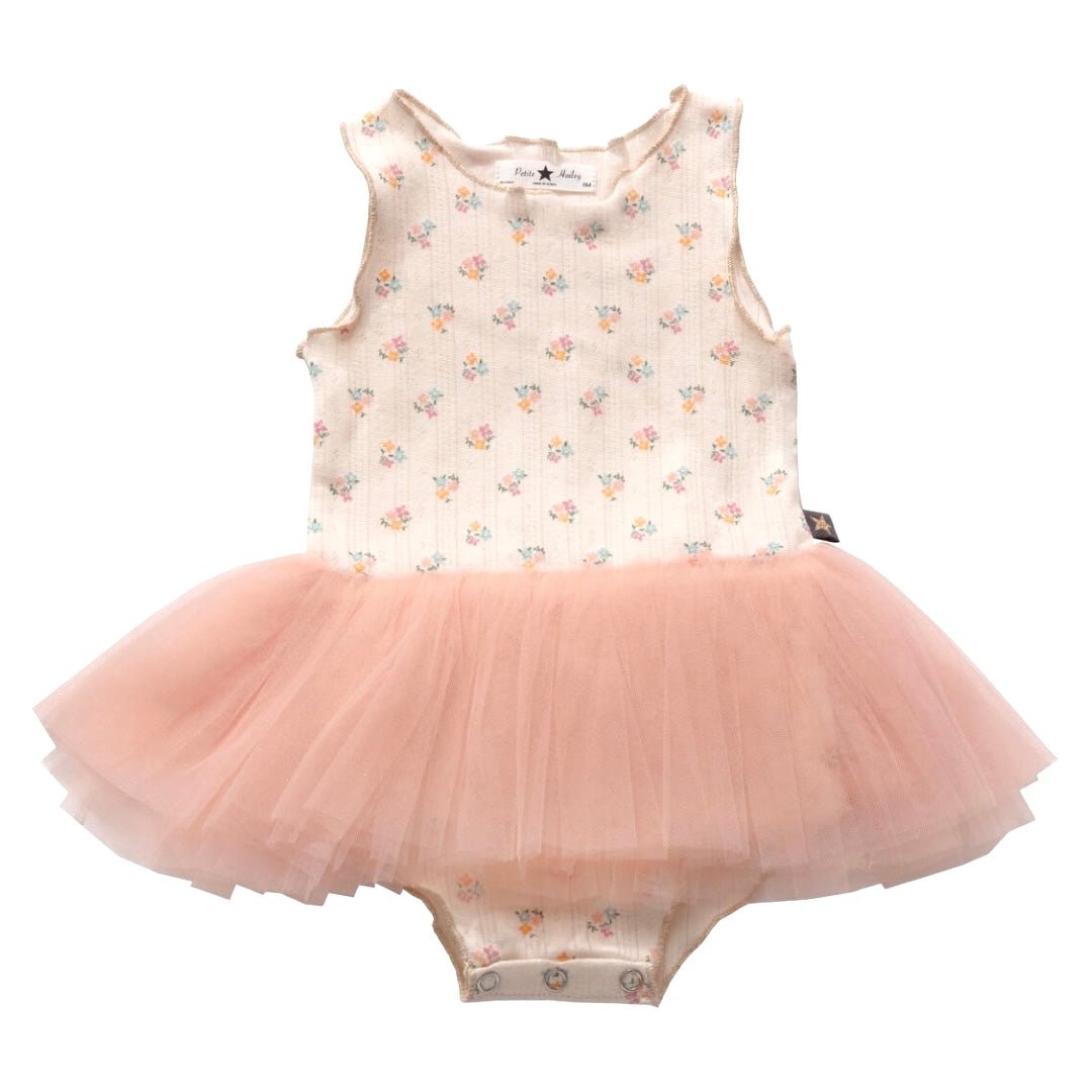 VINTAGE FLOWERS TUTU ONESIE DRESS - PETITE HAILEY